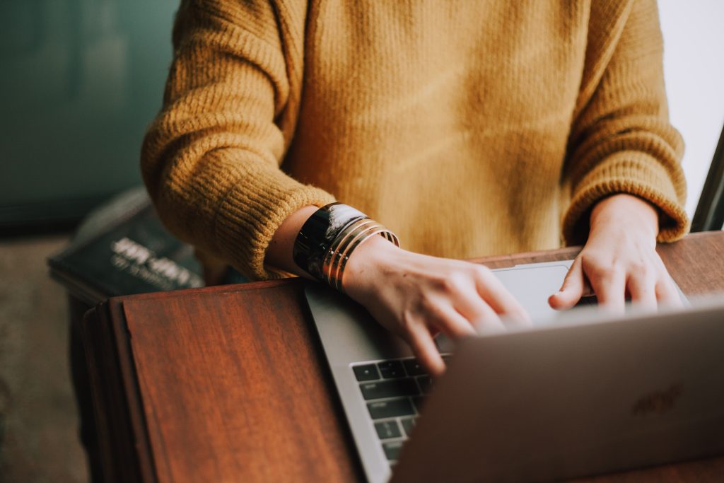 Person using a laptop computer